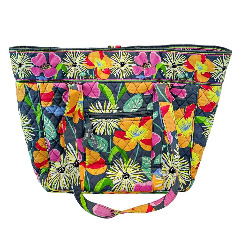 Vera Bradley Jazzy Blooms 2013 Tote Work Laptop Purse Diaper Quilted Bag Pockets